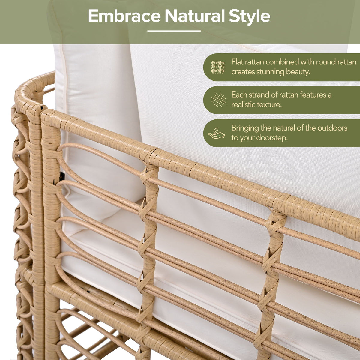 Beige Rattan Patio Sectional Set