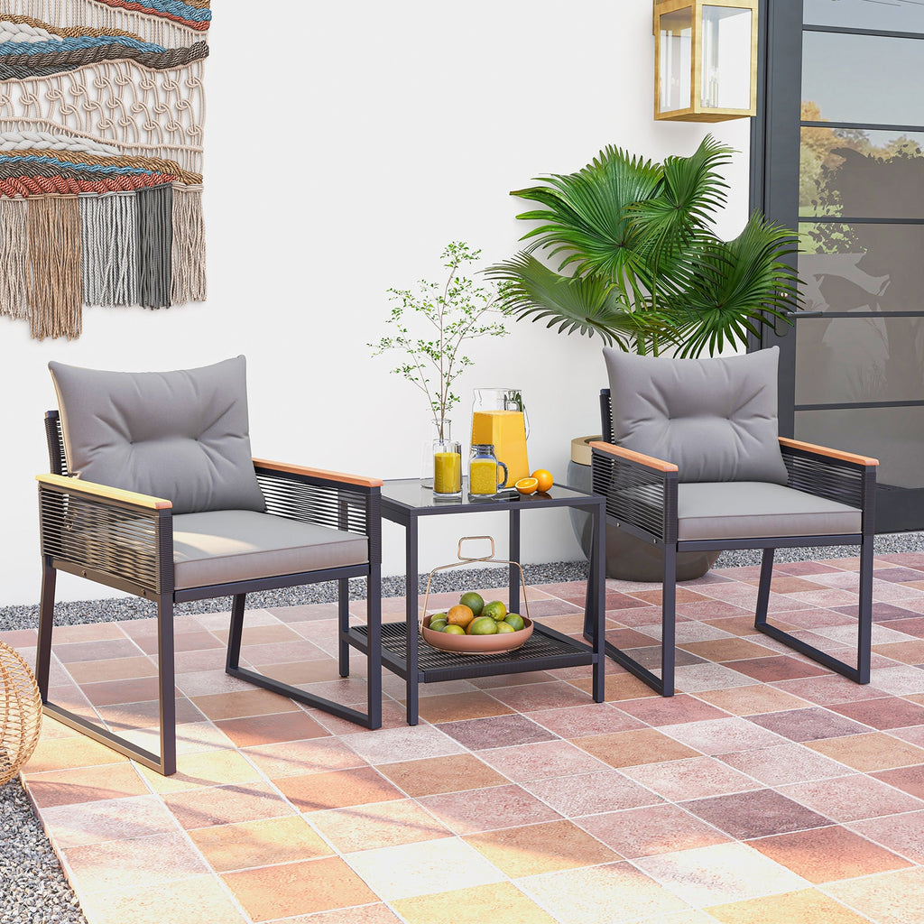Gray Wicker Patio Set