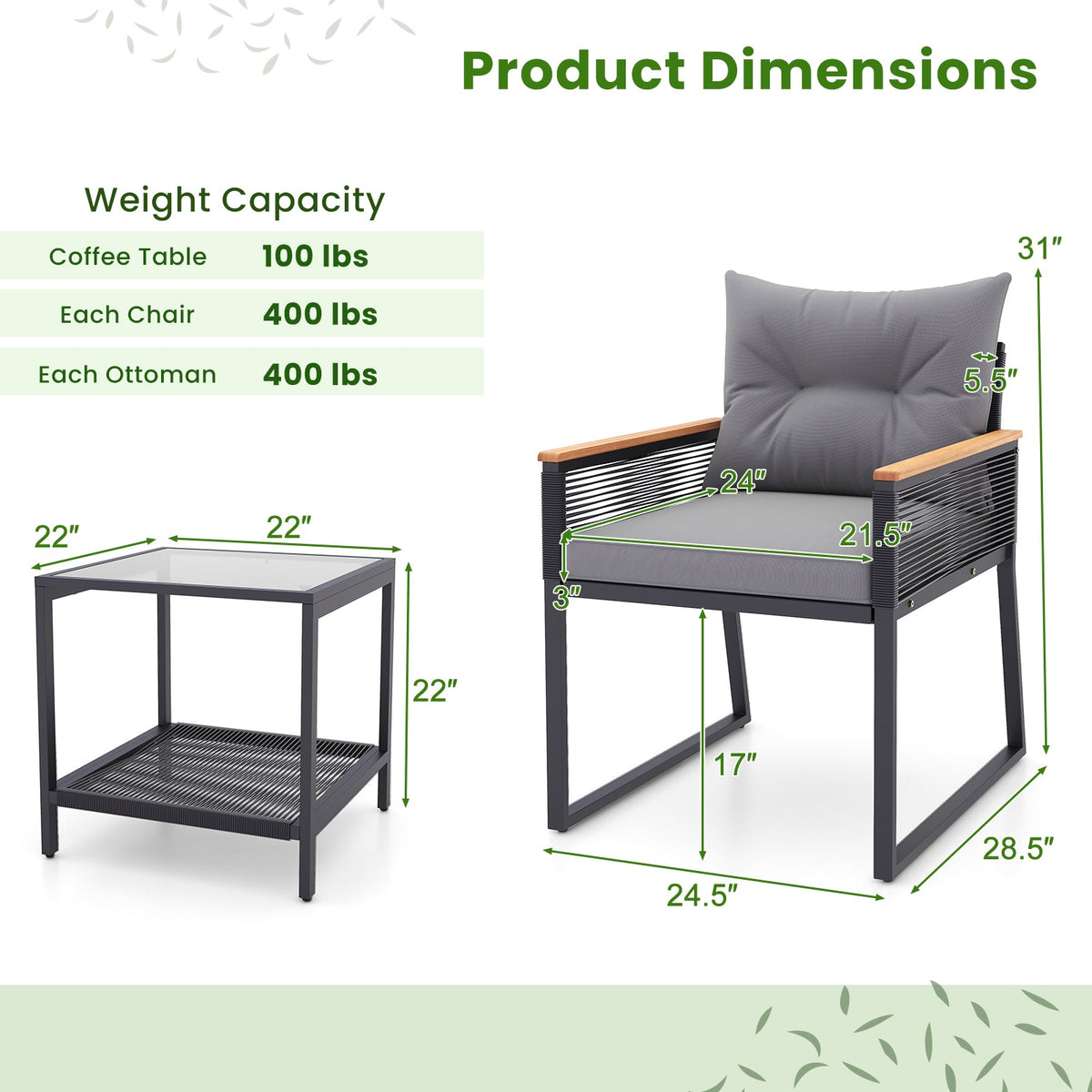 Gray Wicker Patio Set