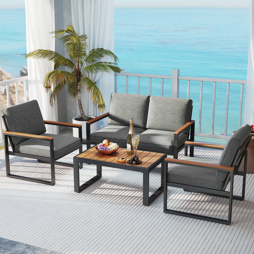 Gray Aluminum Patio Conversation Set