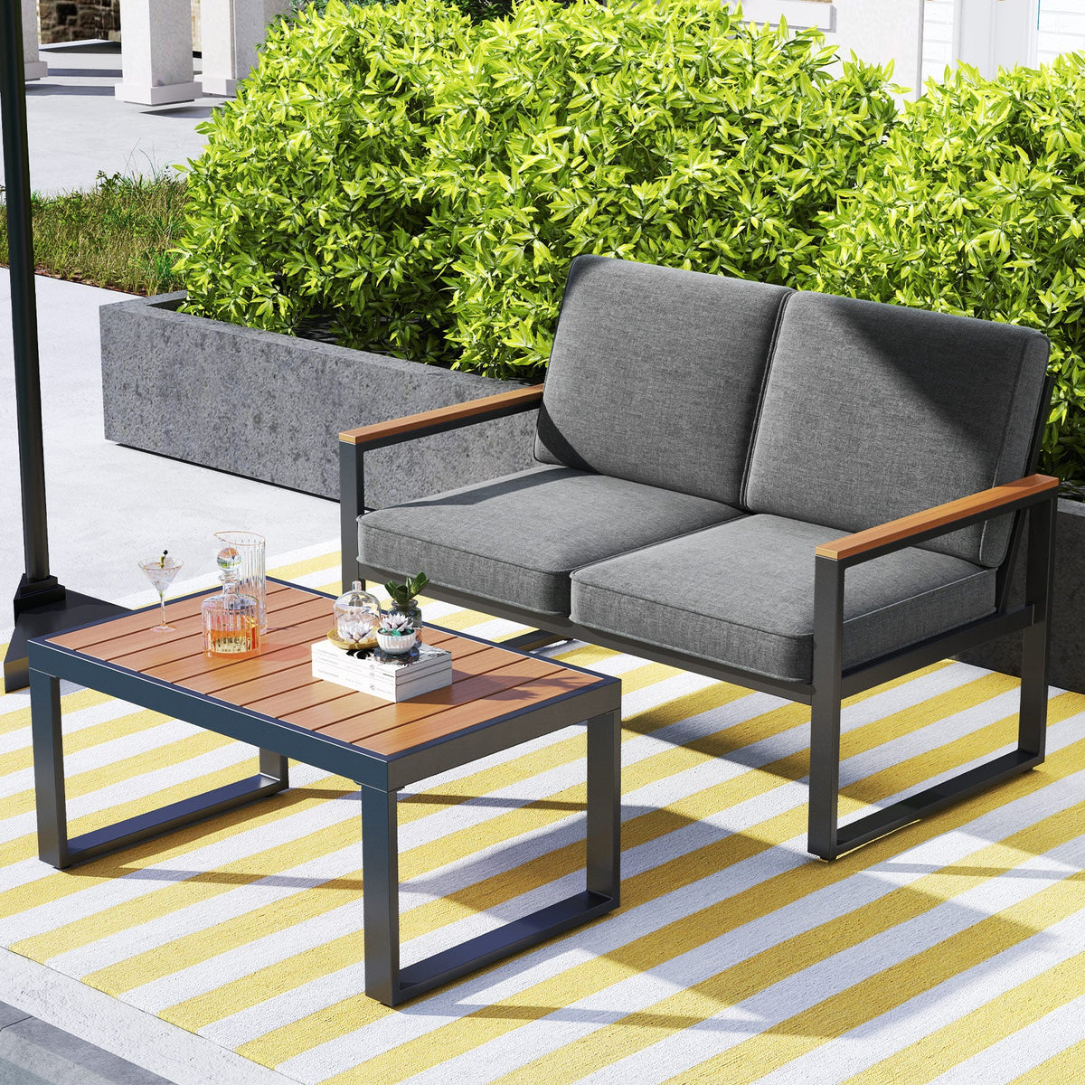 Gray Aluminum Patio Conversation Set
