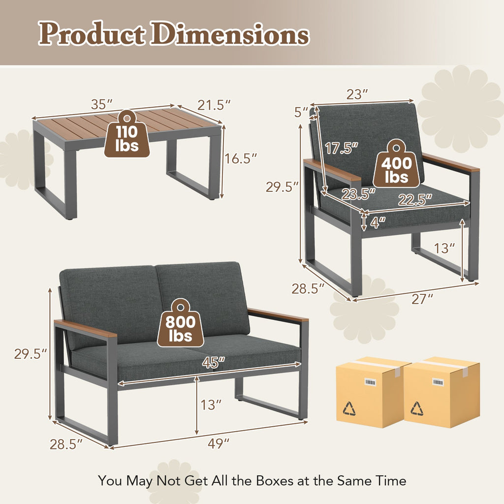 Gray Aluminum Patio Conversation Set