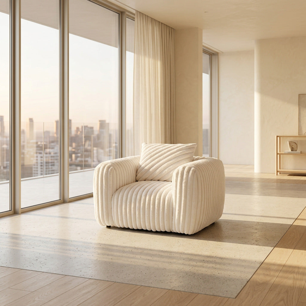 Quinta white boucle chair sumi and stone
