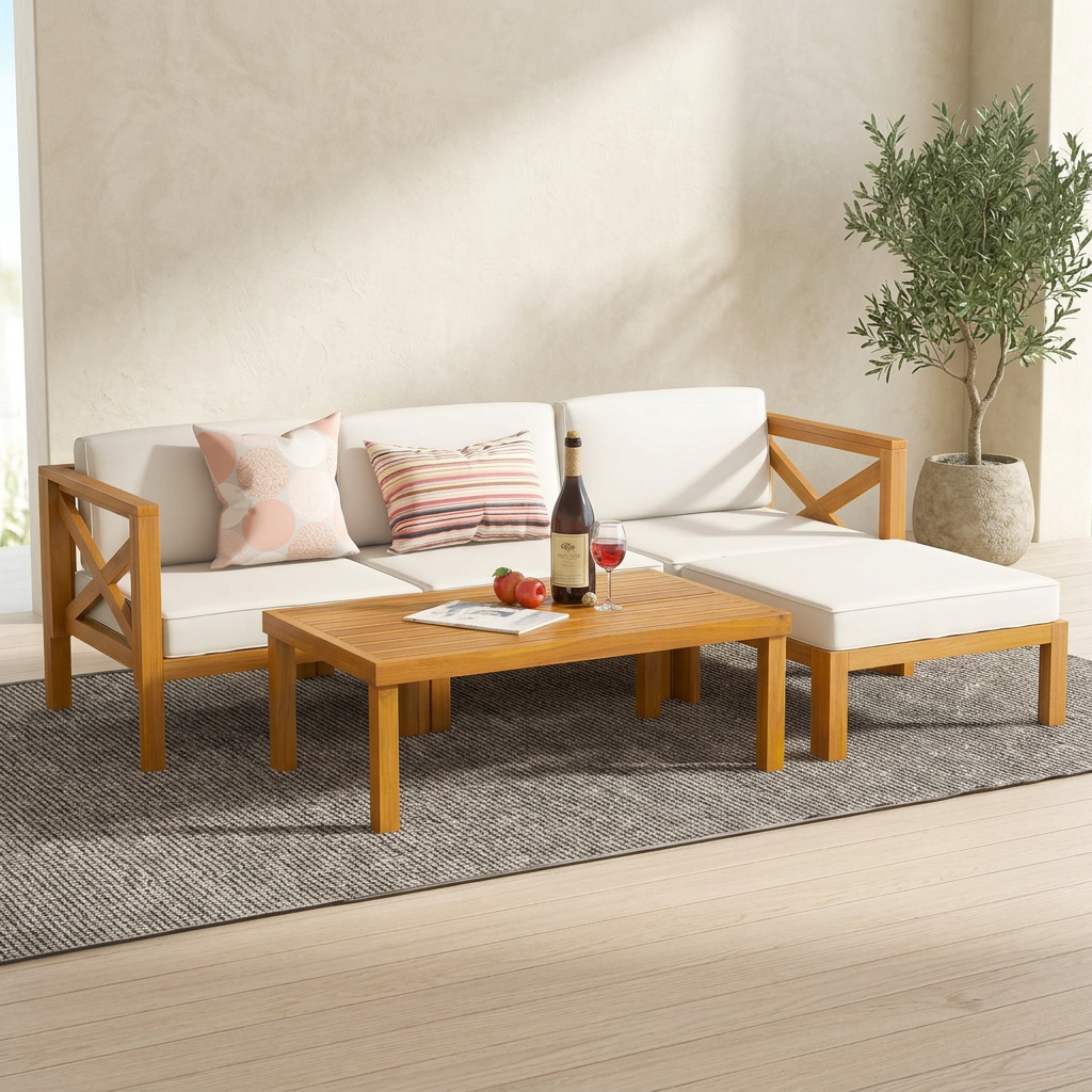 Acacia Wood Outdoor Conversation Set