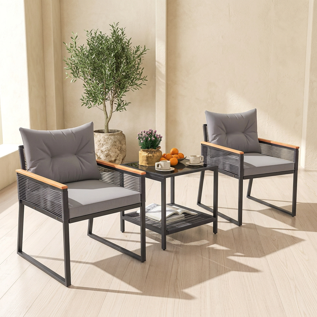 Gray Wicker Patio Set