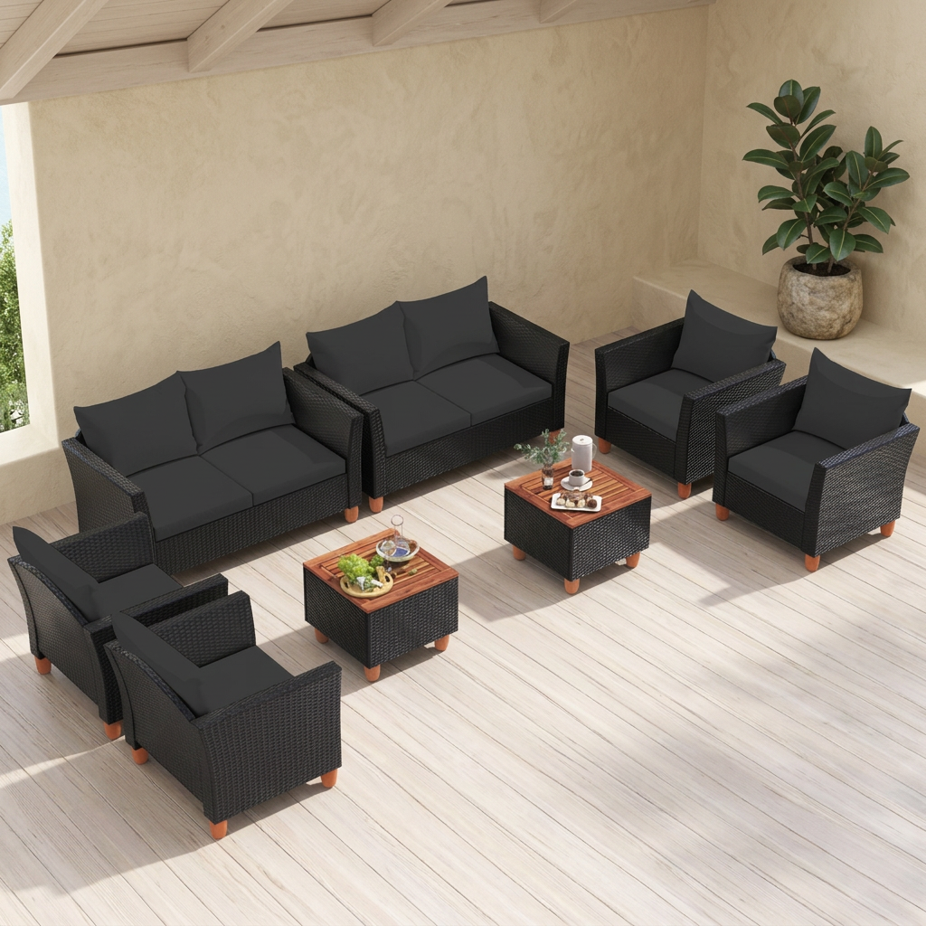 Outdoor Wicker Conversation Set