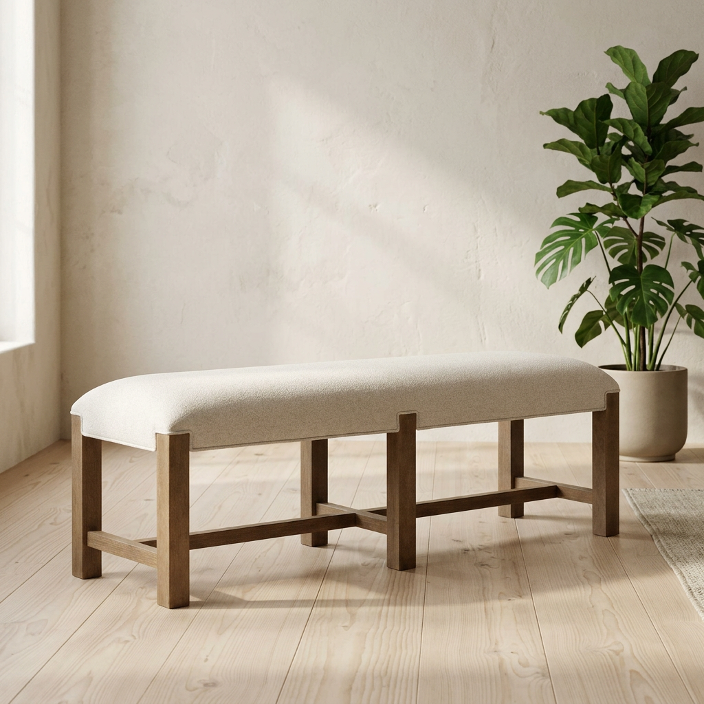 Plum Creek Dining Bench in a warm Scandinavian interior