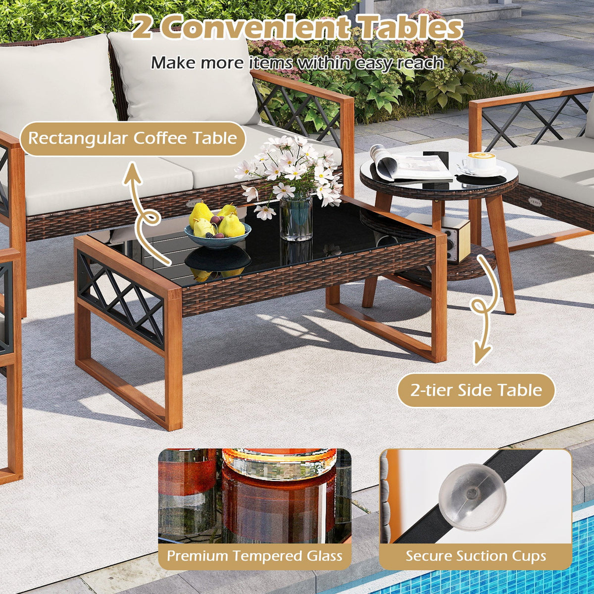 Acacia Wood Patio Set