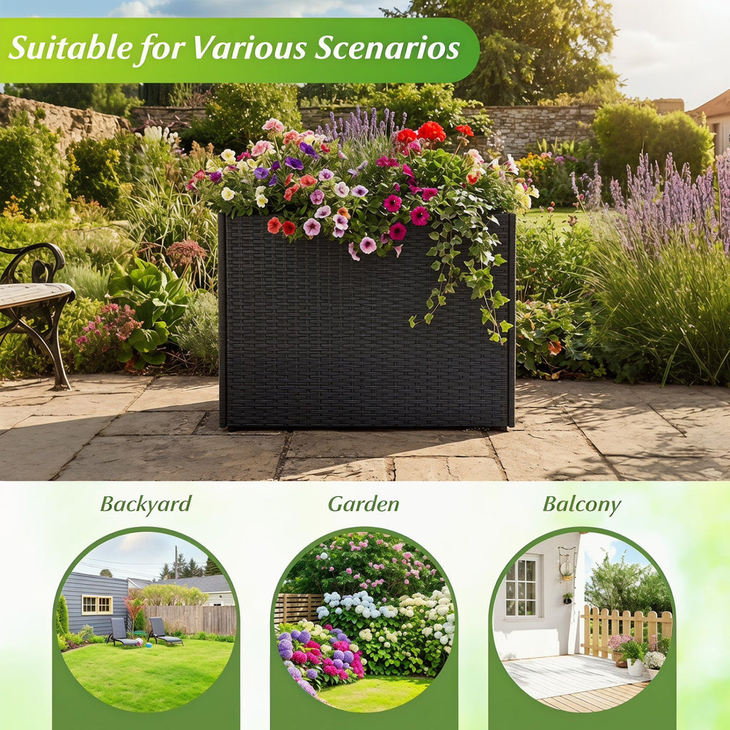 Rattan Raised Garden Bed Set